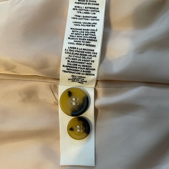 Anthropologie NWT Tan and White Trench Coat with Classic Notched Collar - Picture 5 of 8